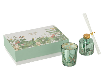 Geschenkset Geurkaars+Geurolie Walk In The Woods Groen