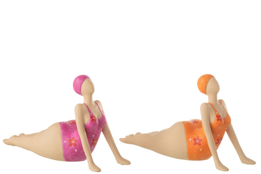 Woman Yoga Lying Polyresin Mix Assortment Of 2