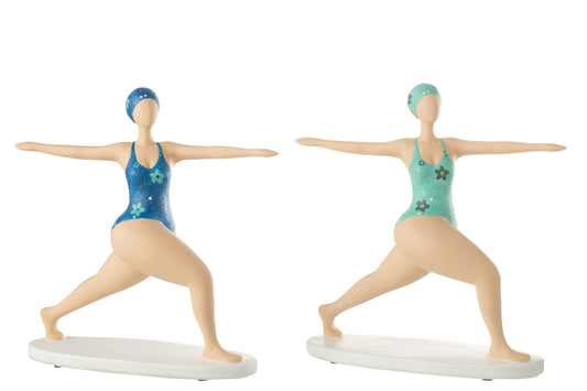 Woman Yoga Stretch Polyresin Mix Assortment Of 2