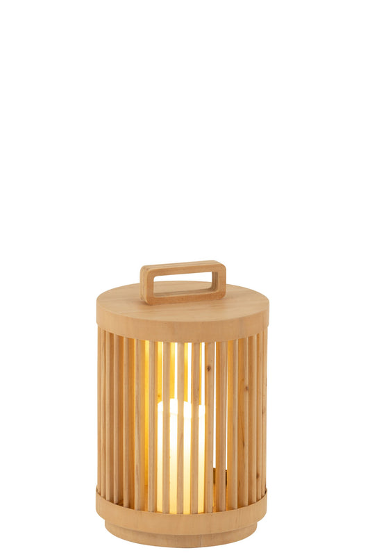 Small natural wood/LED cylinder lamp