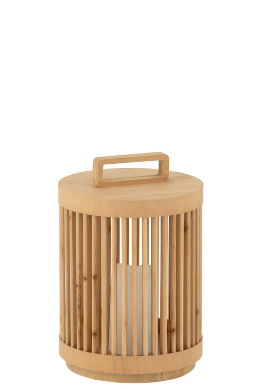Large natural wood/LED cylinder lamp