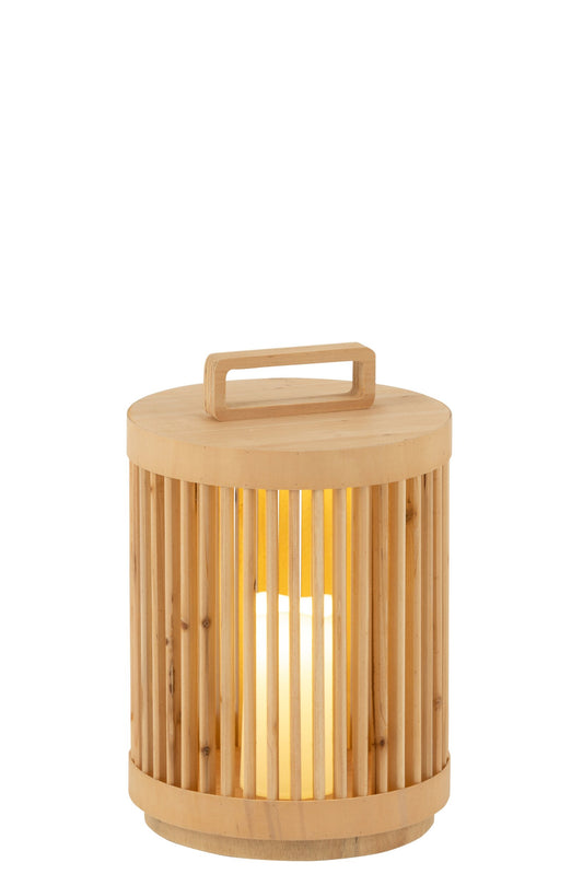 Large natural wood/LED cylinder lamp