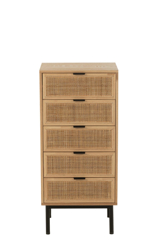 Cabinet 5 Drawers Mdf/Metal Natural/Black