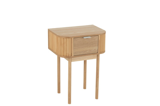 Night Table Rounded Mdf/Pine Wood Natural