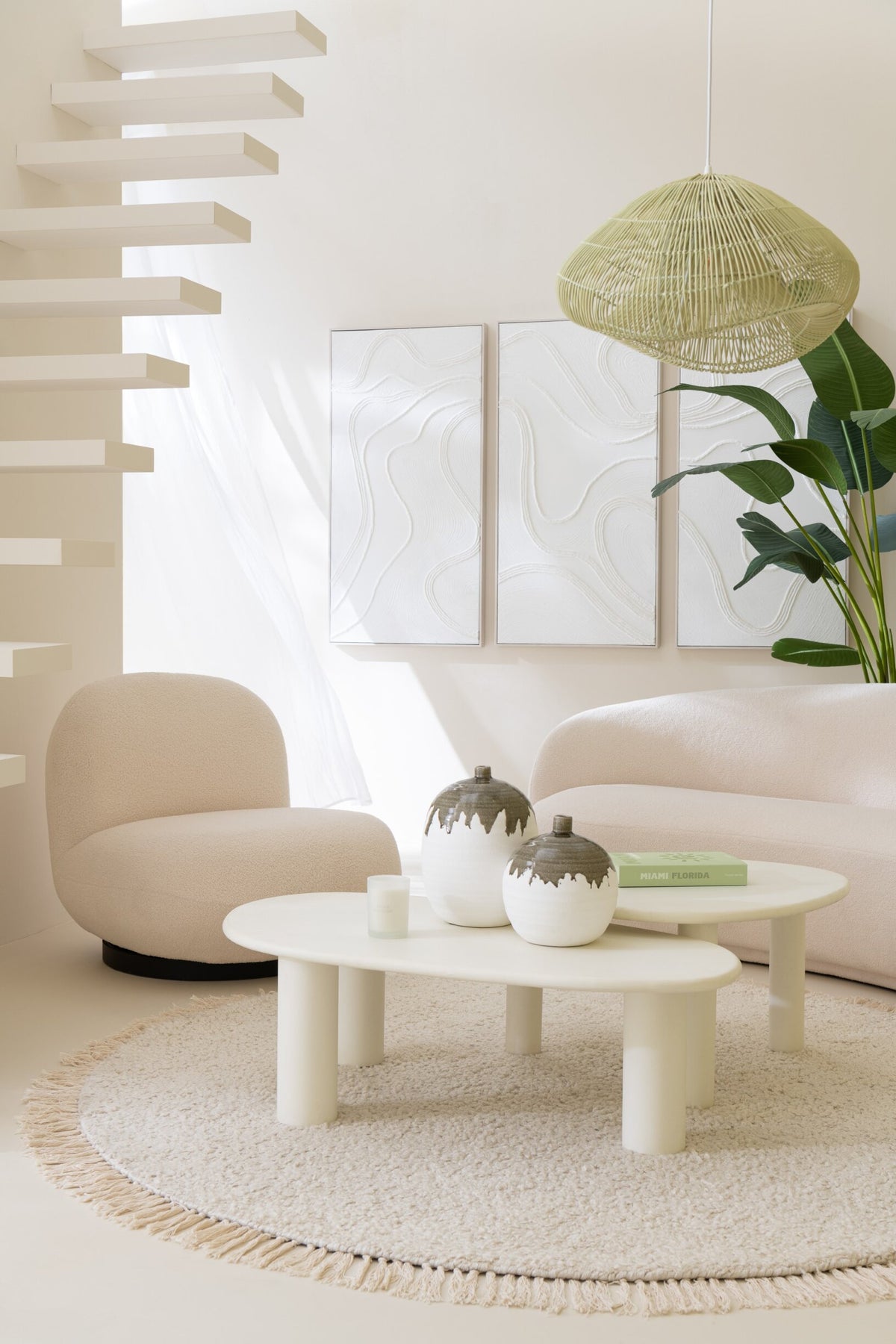 Side Table Bali Mdf/Pvc White Large
