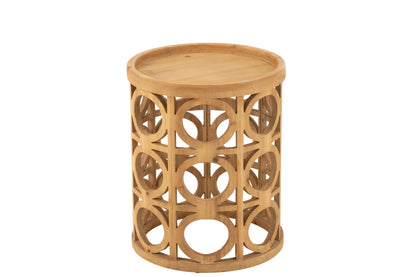 Side Table Carving Fir Wood/Mdf Natural