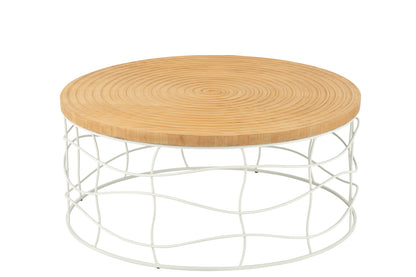 Coffee Table Carving Iron/Pine Wood Natural/White