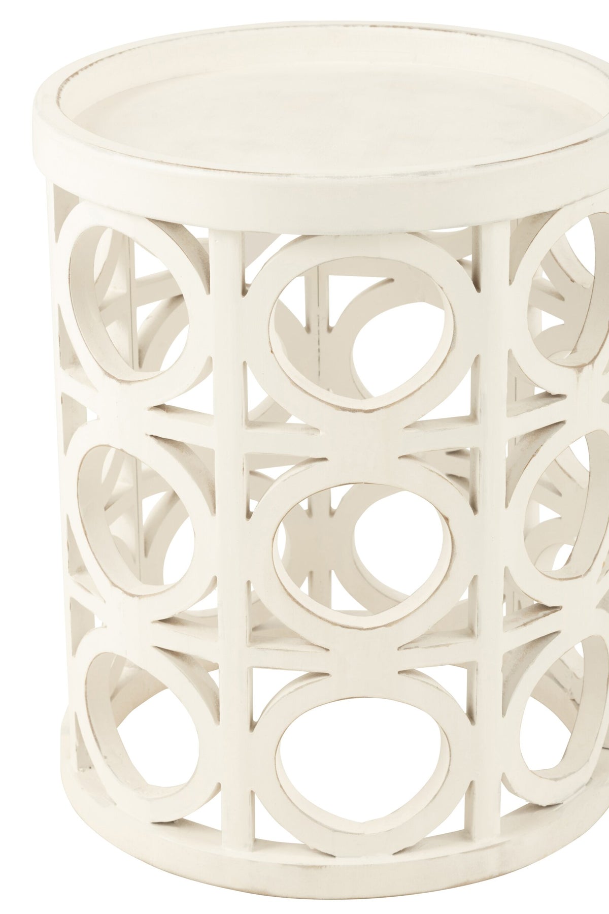 Side Table Carving Fir Wood/Mdf White