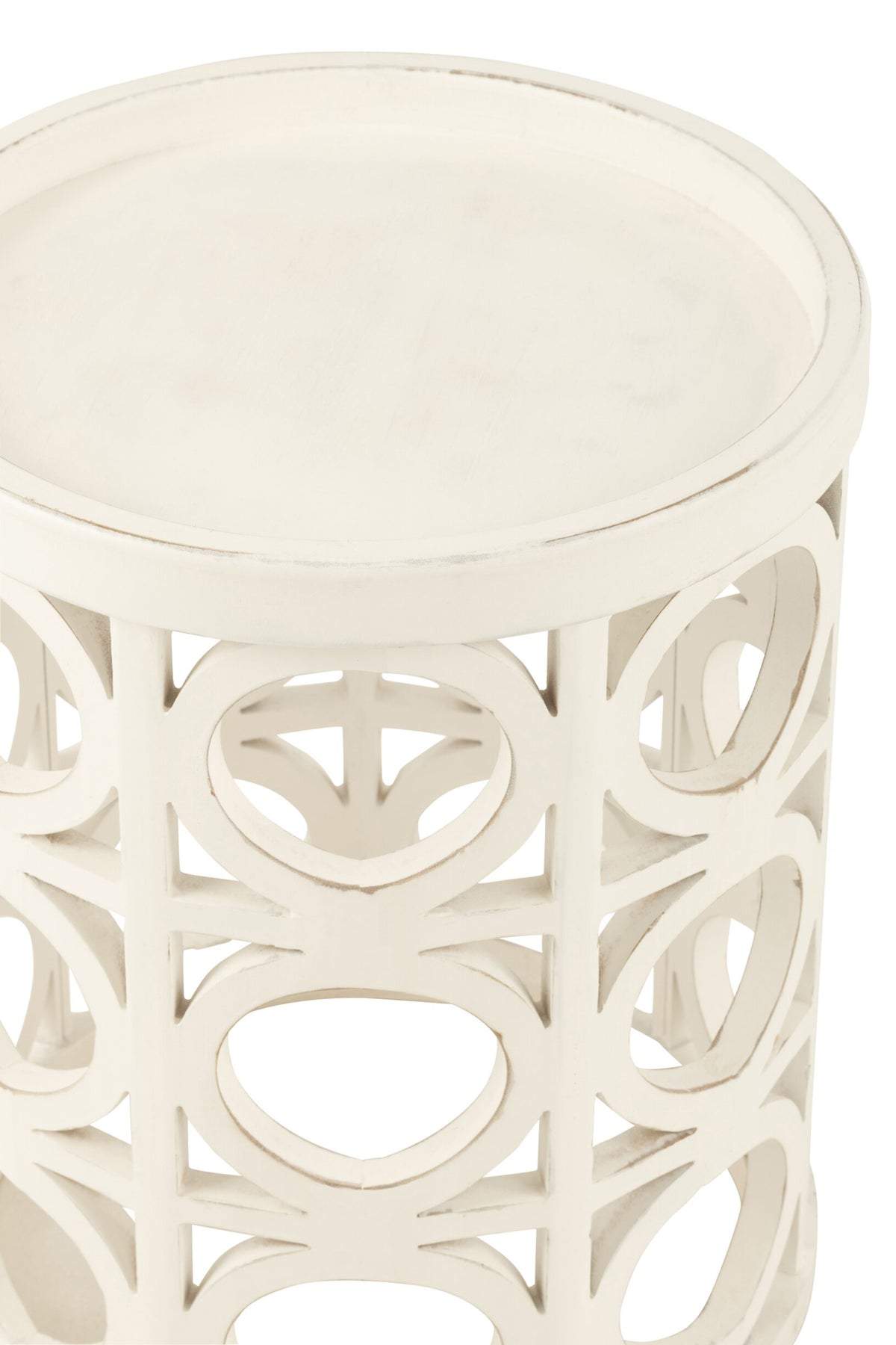 Side Table Carving Fir Wood/Mdf White
