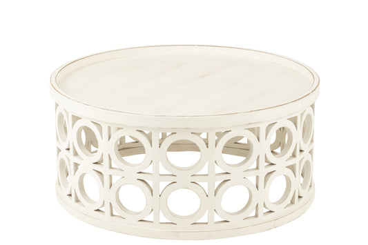 Coffee Table Carving Fir Wood/Mdf White