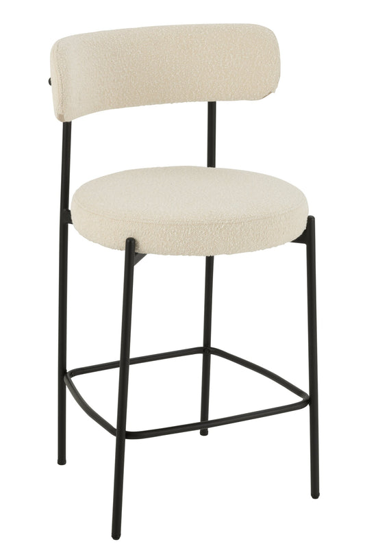 Bar Chair Boucle Plywood/Polyester White/Black