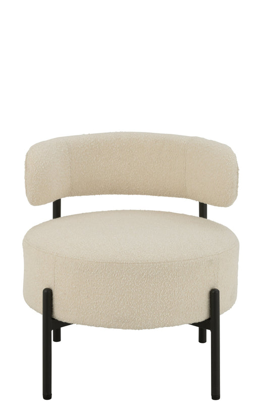Lounge Chair Boucle Plywood/Polyester White/Black