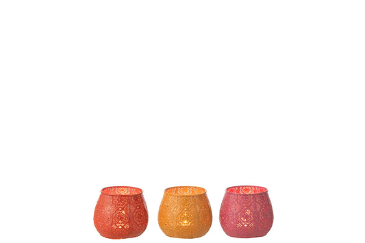Theelichthouder Cylinder Metaal/Glas Mix Small Assortiment Van Drie