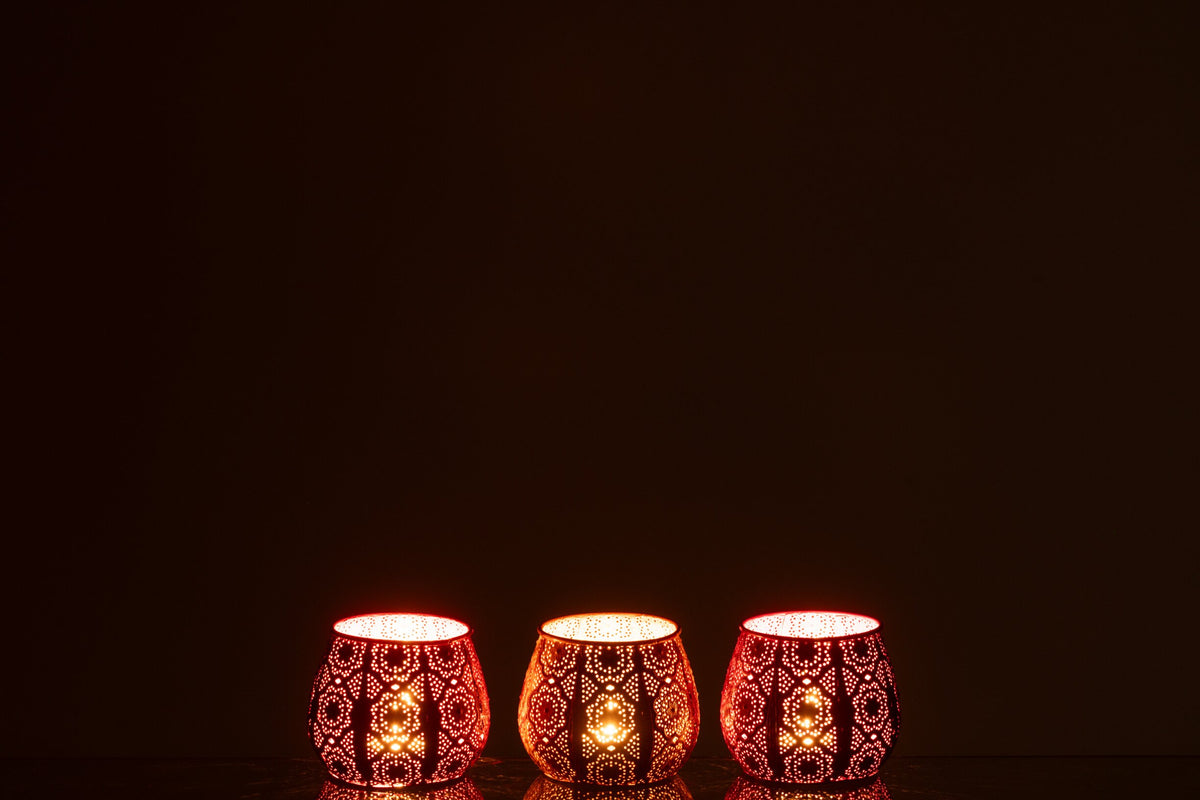 Theelichthouder Cylinder Metaal/Glas Mix Small Assortiment Van Drie