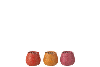Theelichthouder Cylinder Metaal/Glas Mix Small Assortiment Van Drie