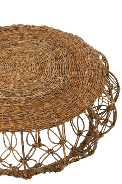Coffee Table Saucer Iron/Banana Leaf Natural