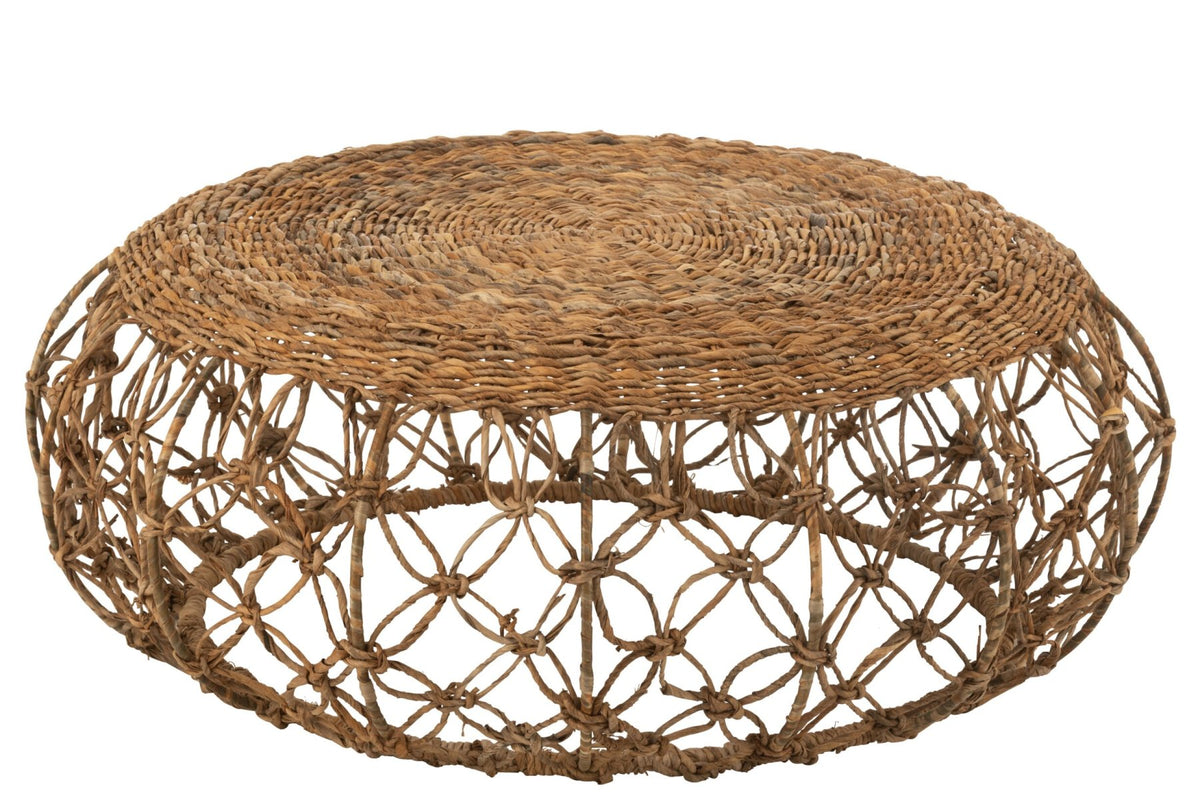 Coffee Table Saucer Iron/Banana Leaf Natural