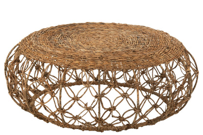 Coffee Table Saucer Iron/Banana Leaf Natural