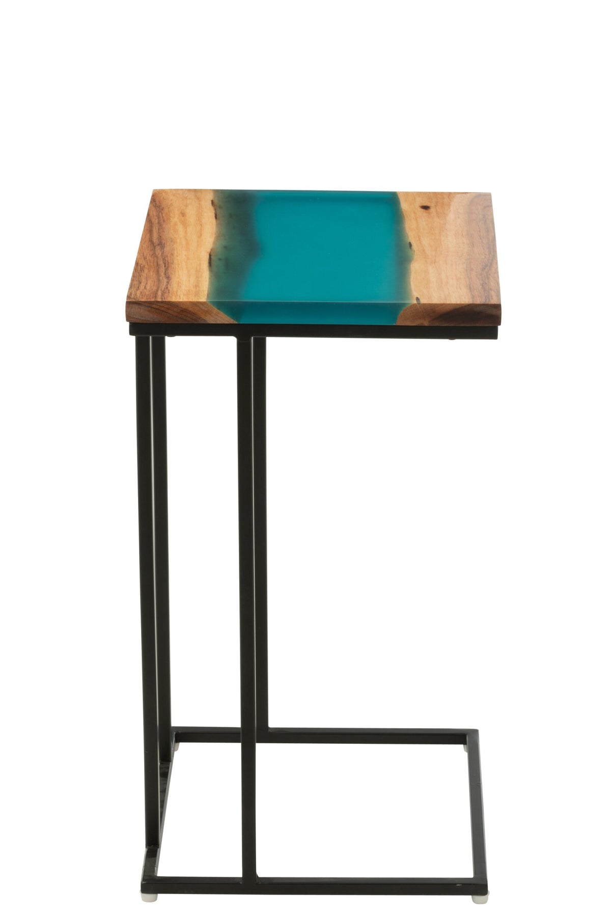Side Table Square Acacia Wood/Resin Natural/Blue