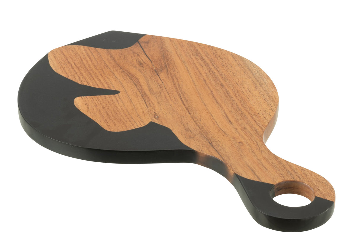 Snijplank modern acacia hout/resin naturel/zwart