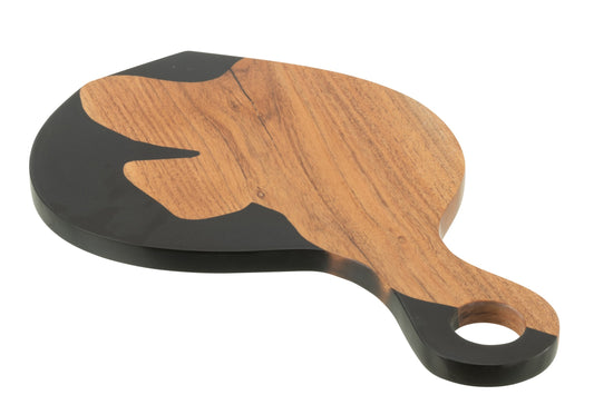 Snijplank modern acacia hout/resin naturel/zwart