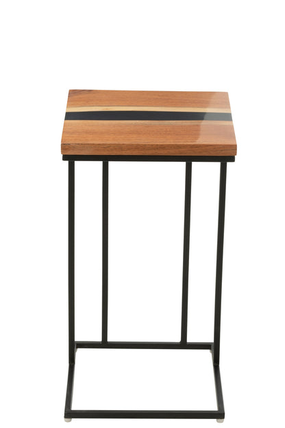 Side Table Square Acacia Wood/Resin Natural/Black