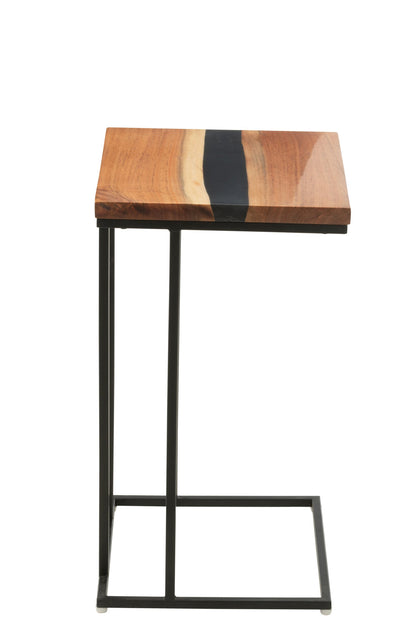 Side Table Square Acacia Wood/Resin Natural/Black
