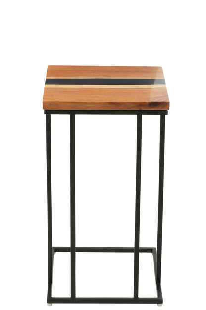 Side Table Square Acacia Wood/Resin Natural/Black