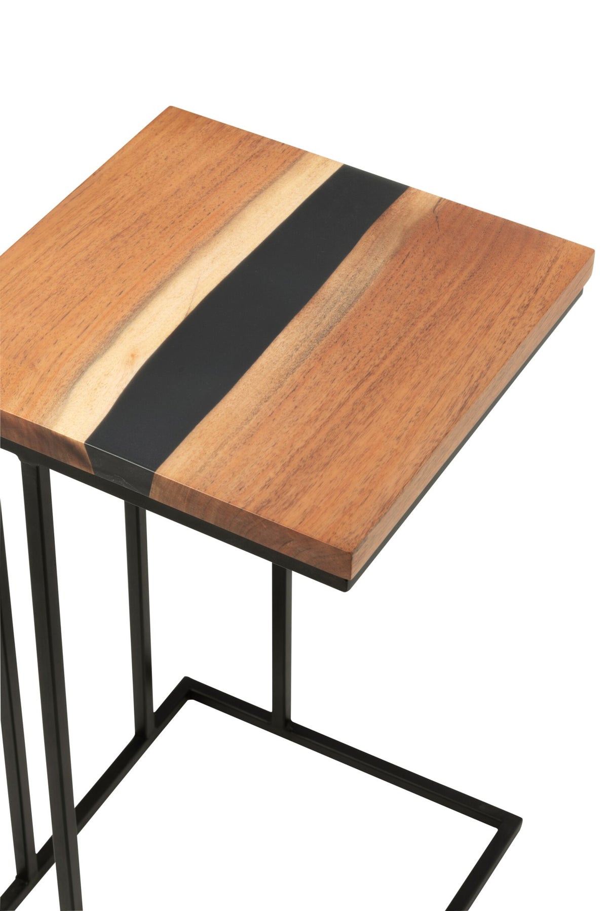 Side Table Square Acacia Wood/Resin Natural/Black