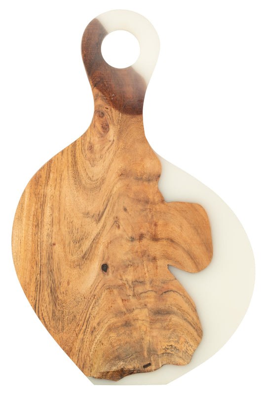 Snijplank modern acacia hout/resin naturel/wit