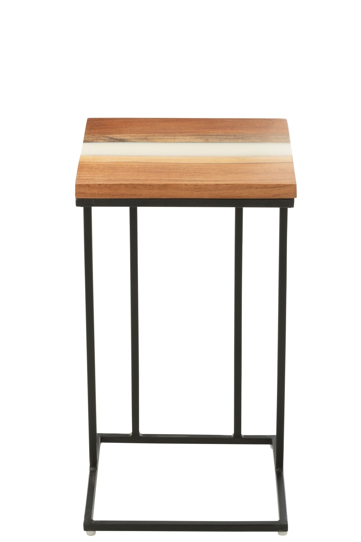 Side Table Square Acacia Wood/Resin Natural/White