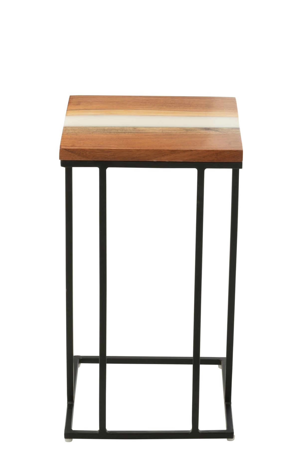Side Table Square Acacia Wood/Resin Natural/White