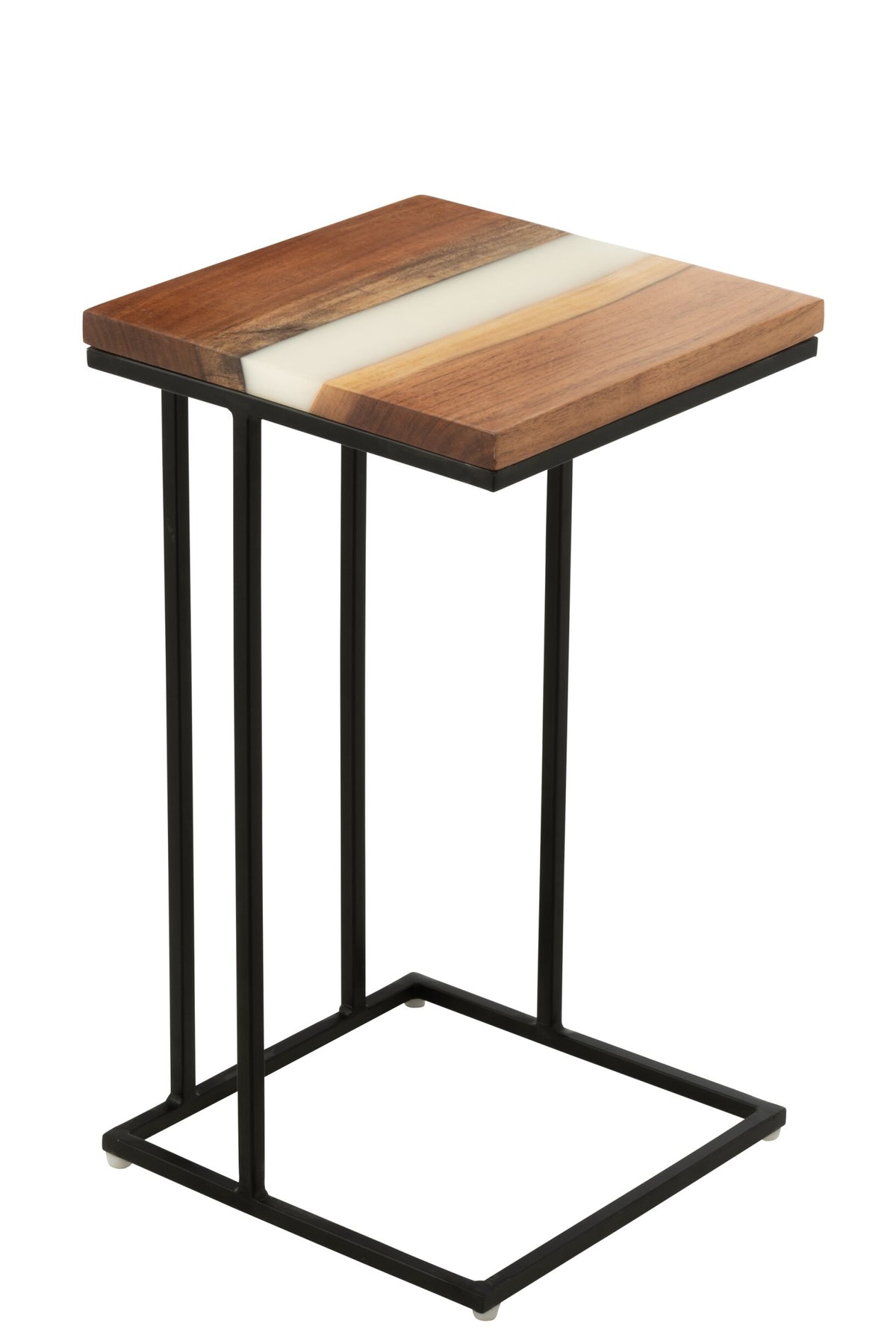 Side Table Square Acacia Wood/Resin Natural/White