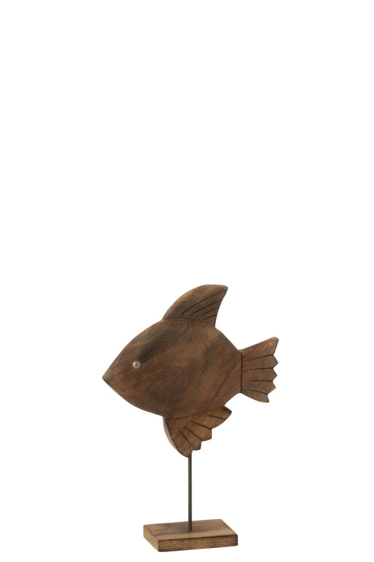 Decoration Fish Mango Wood/Metal Brown/Black Small