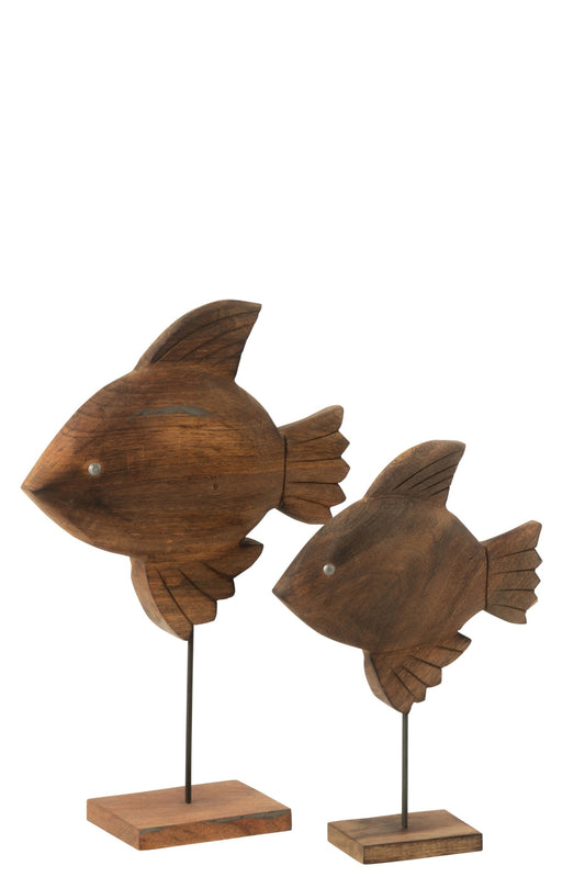 Decoration Fish Mango Wood/Metal Brown/Black Large