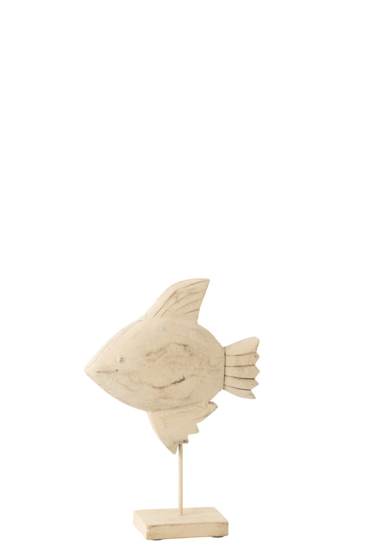 Decoration Fish Mango Wood/Metal Natural/White Small