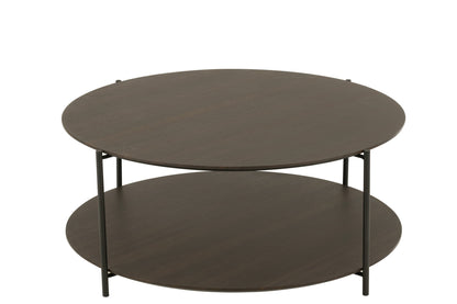 Coffee Table Round Mdf/Metal Dark Brown Small