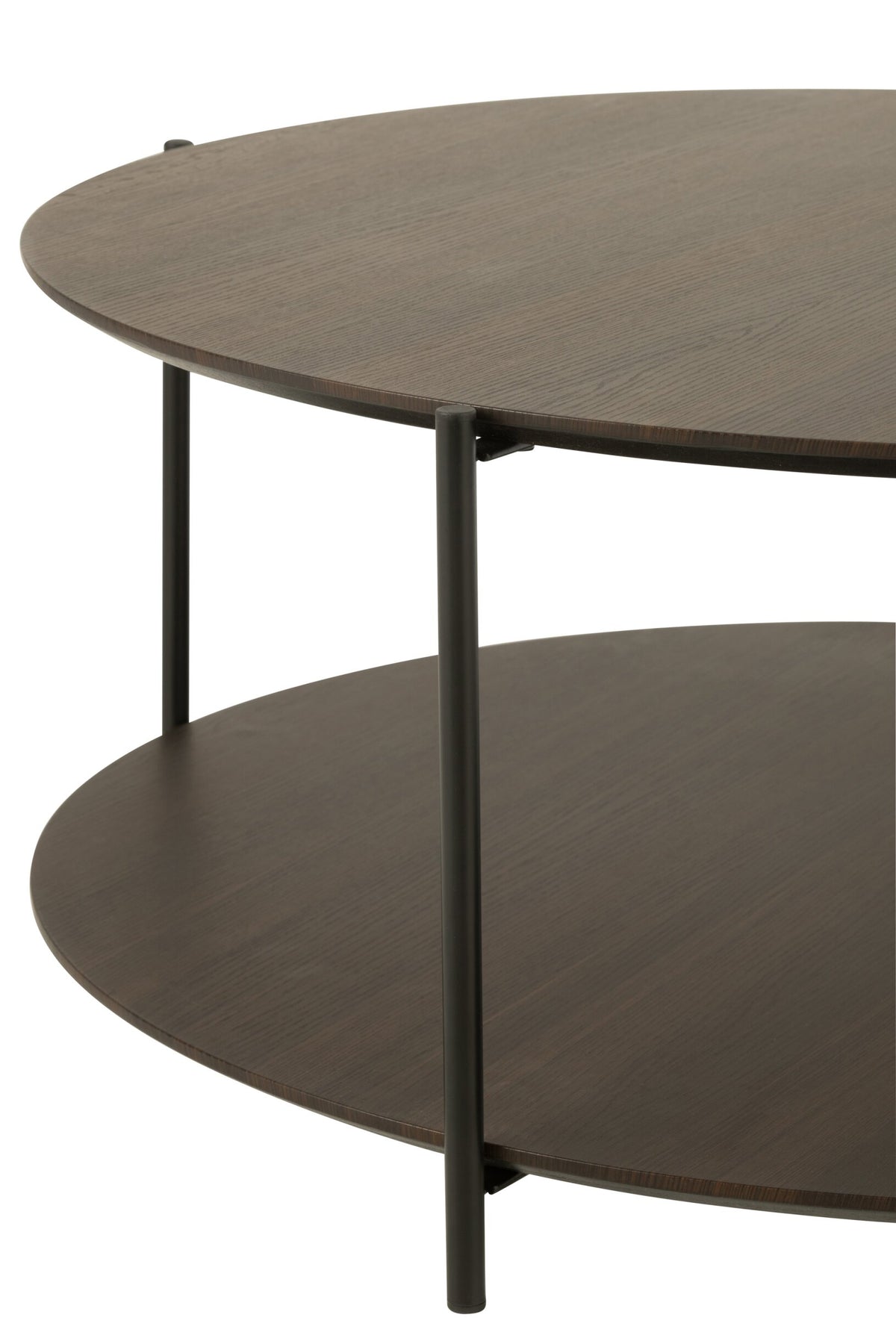 Coffee Table Round Mdf/Metal Dark Brown Small