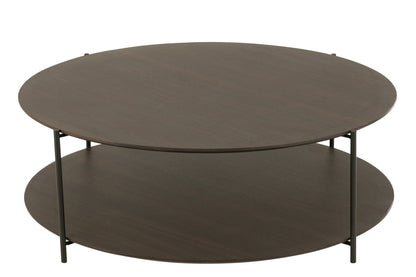 Coffee Table Round Mdf/Metal Dark Brown Large