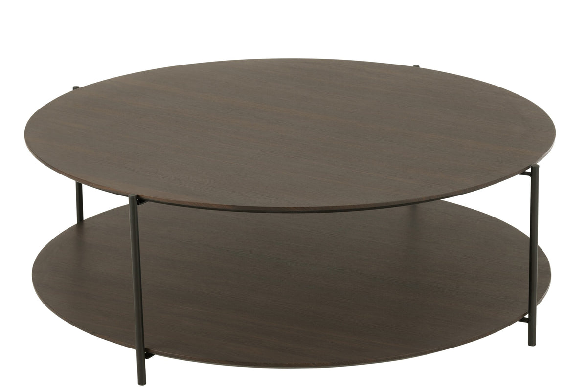 Coffee Table Round Mdf/Metal Dark Brown Large