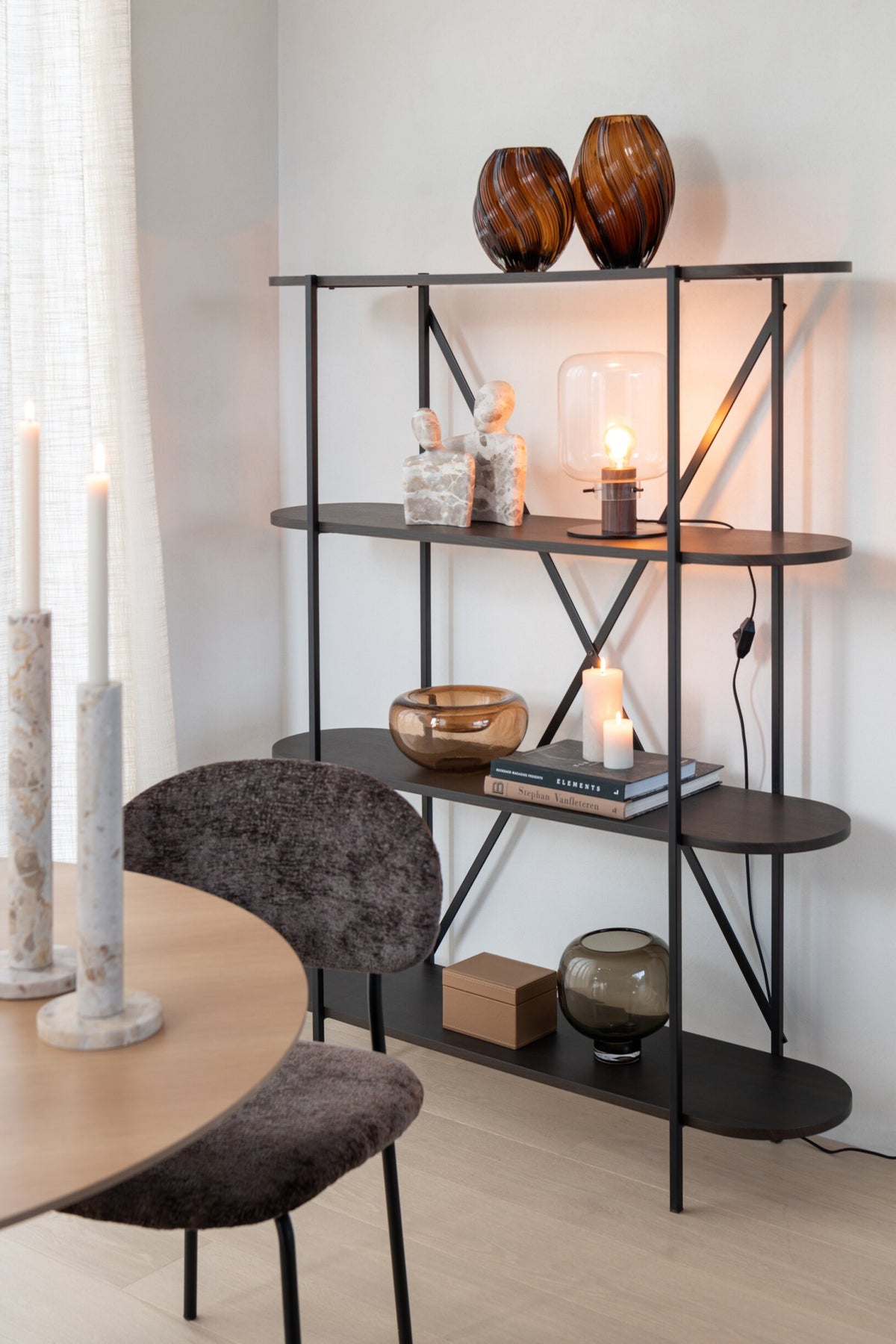 Shelf Oval Mdf/Metal Dark Brown