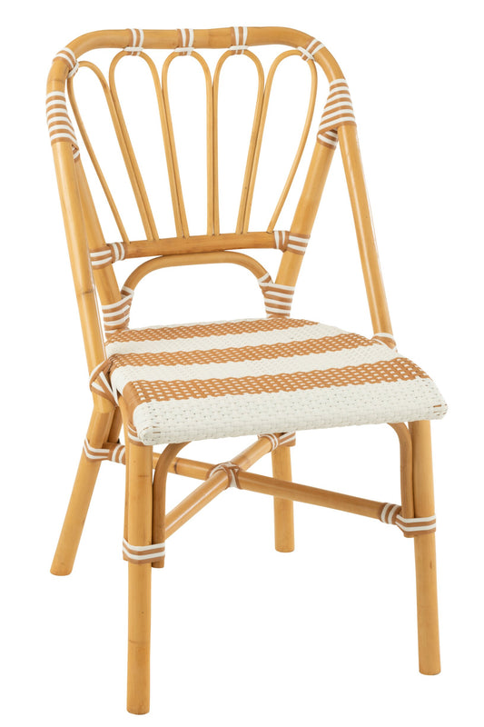 Dining Chair Rattan Beige/White