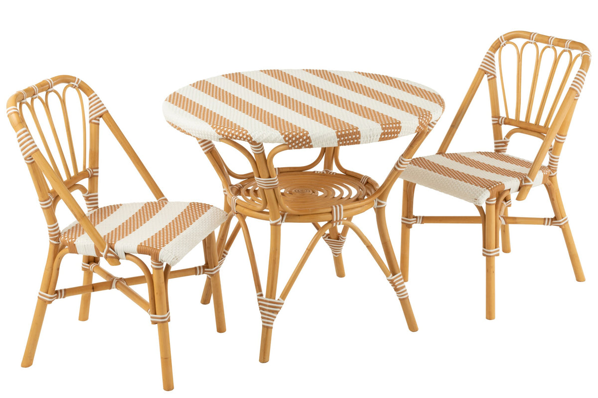 Dining Table Rattan Beige/White