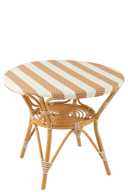 Dining Table Rattan Beige/White