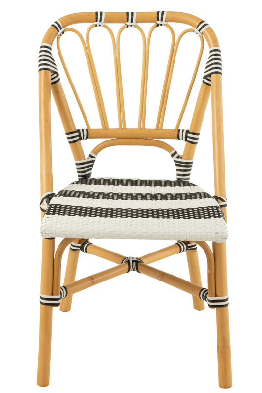 Dining Chair Rattan Black/White