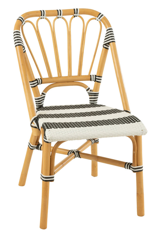 Dining Chair Rattan Black/White