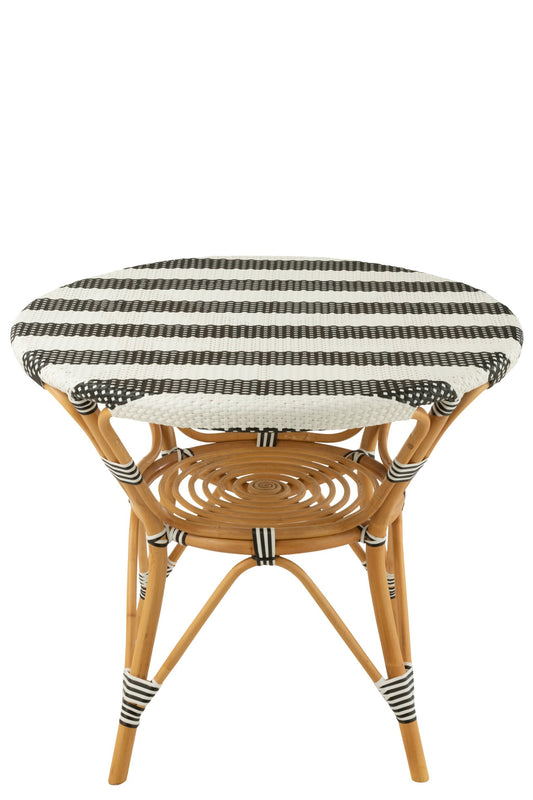 Dining Table Rattan Black/White