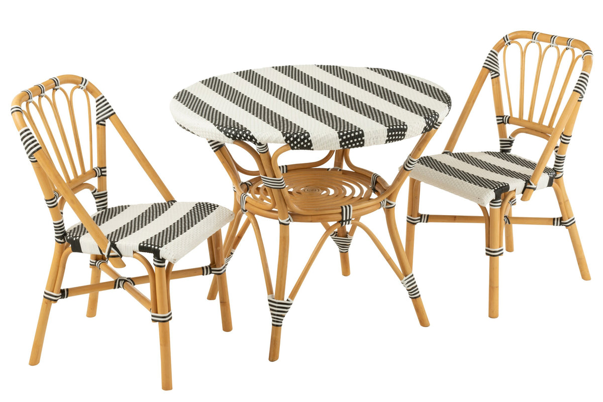 Dining Table Rattan Black/White