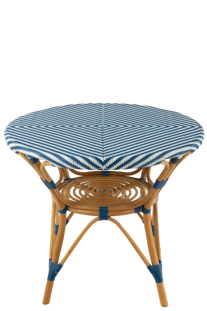 Dining Table Rattan Blue/White
