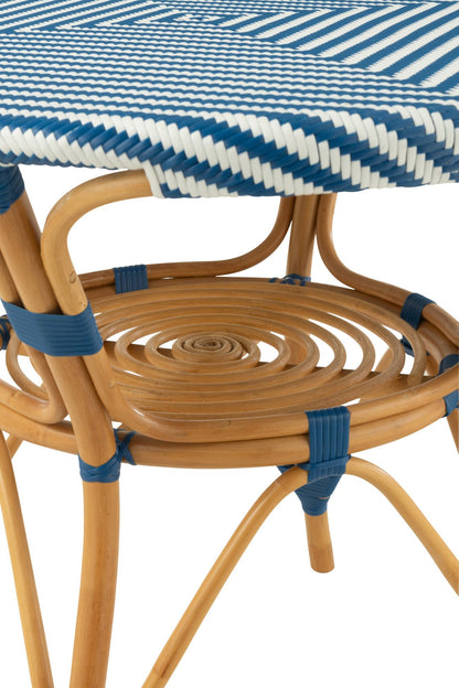 Dining Table Rattan Blue/White